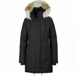 Women's Black Fur-Trim Parka Jacket